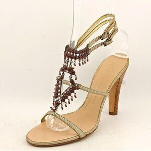 GIUSEPPE ZANOTTI Gold Dress Embellished Sandal S 8 EU 38 NIB